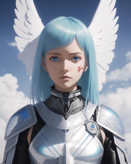 01727-1430647364-angel wings! hand drawn! by kai! blue lightning! angel wings, iridescent! closeup! light baby blue hair, cloud background, maste.png